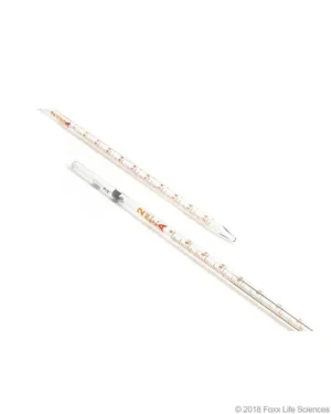 Borosil® Reusable Class A Mohr (Measuring) Pipettes (Pipets) with Permanent Amber Graduations and Individual Serial Numbers, Individual Certificate, 2 mL (0.02 mL Intervals), 10/CS