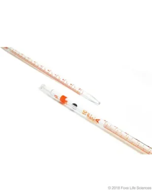 Borosil® Reusable Class A Mohr (Measuring) Pipettes (Pipets) with Permanent Amber Graduations and Individual Serial Numbers, Batch Certificate, 10 mL (0.10 mL Intervals), 10/CS