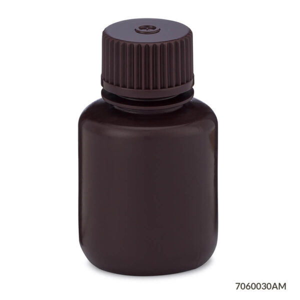 Bottle, Amber Narrow Mouth, Round, HDPE, 30mL