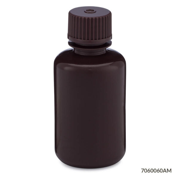 Bottle, Amber Narrow Mouth, Round, HDPE, 60mL