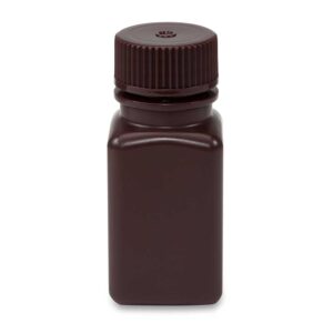 Bottle, Wide Mouth, Square, Amber HDPE