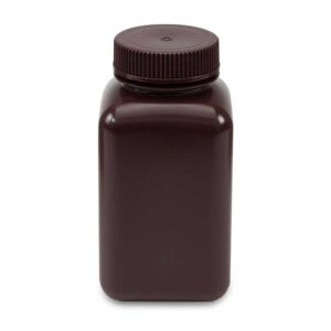 Bottle, Wide Mouth, Square, Amber HDPE