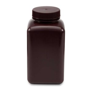 Bottle, Wide Mouth, Square, Amber HDPE
