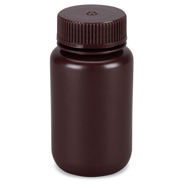 Bottle,Amber Wide Mouth,Round,HDPE,125mL