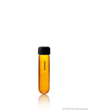 Borosil® Reusable Heavy Duty Amber Light-Blocking Culture Tubes with PTFE Lined PP Screw Caps and Round Bottoms, 30 mL (25 x 100 mm), 100/CS