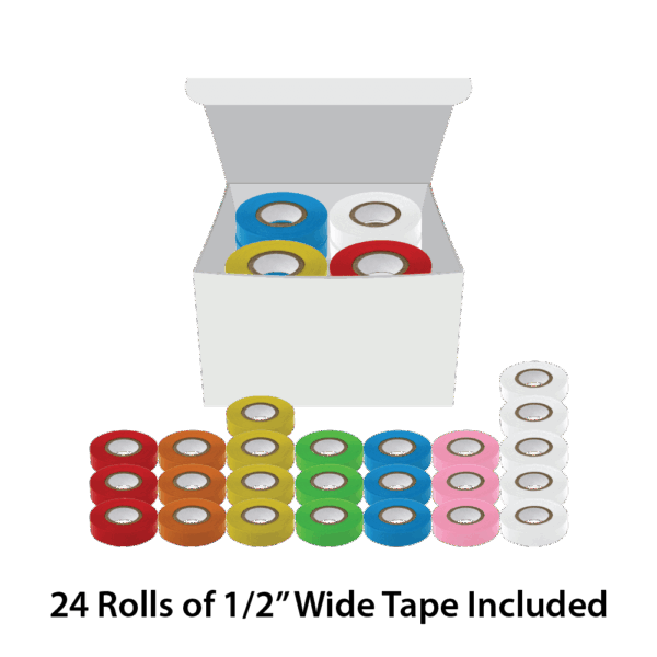 Labeling Tape, 1/2" x 500", Asstd Colors