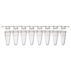 PCR 8-strip tubes, 0.1mL, low profile, PP, natural