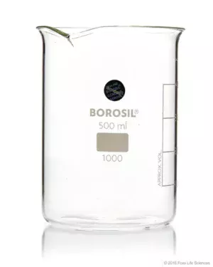 Borosil® Low-Form Griffin Beaker with Pouring Spouts, 500 mL, 40/CS