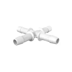 Eldon James 3/8"HB, Cross Fitting, Natural Kynar (PVDF), 100/PK