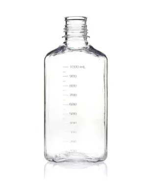 EZBio® 1 L (1,000 mL) PETG Media Bottles, Non-Sterile, Square Storage Bottles with 38-430 mm Neck, Without Caps, 12/PK