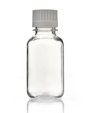EZBio® 250 mL PC Media Bottles, Sterile, Autoclavable Square Storage Bottles with 38-430 mm White Closed VersaCap Closures, 24/PK