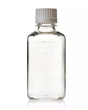 EZBio® 500 mL PC Media Bottles, Sterile, Autoclavable Square Storage Bottles with 38-430 mm White Closed VersaCap Closures, 12/PK