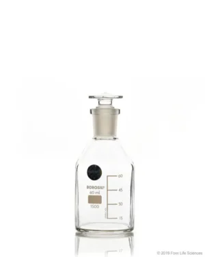 Borosil® Reagent Bottles Plain Narrow Mouth, Graduated with Interchangeable Glass Stopper, 14/23, 60 mL, 40/CS