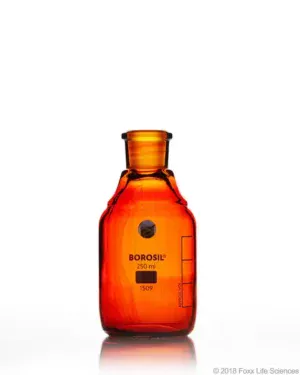 Borosil® Amber Light-Blocking Reagent Bottles with Ground Glass Stoppers and Graduations, 125 mL, 20/CS
