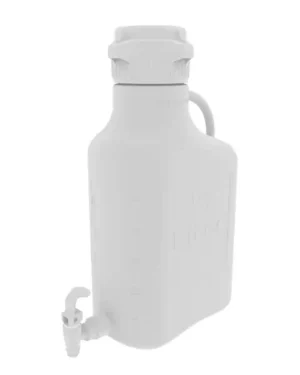 EZgrip® 5 L (1 Gal) Autoclavable Polypropylene (PP) Space Saving Carboy with Leakproof Spigot, 83 mm (83B) VersaCap and 6.9 L Max Capacity, Large Pinched Handles, 1/EA