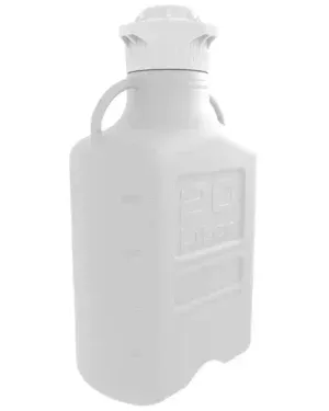 EZgrip® 20 L (5 Gal) Autoclavable Polypropylene (PP) Space Saving Carboy with Wide Mouth 120 mm VersaCap and 26.5 L Max Capacity, Large Pinched Handles, 1/EA