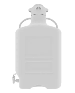 EZgrip® 40 L (10 Gal) Autoclavable Polypropylene (PP) Space Saving Carboy with Leakproof Spigot, Wide Mouth 120 mm VersaCap and 50 L Max Capacity, Large Pinched Handles, 1/EA