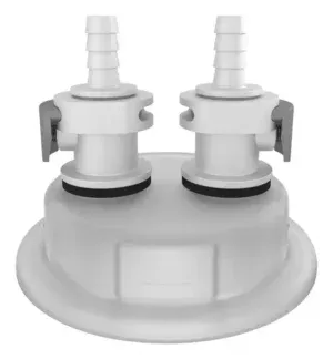 VersaCap 83 mm (83B) Cap Adapter, Tangle Free Quick Connect Adapter, Two (2 x ) 1/4 Inch Detachable Hose Barbs for 1/4 Inch ID Tubing, for use with VersaCap 83 mm Open Cap, 1/EA