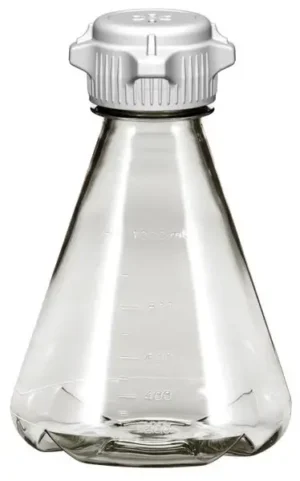 Flask 1 L, Sterile Vented Plastic Erlenmeyer Flasks for Cell Culture and Fermentation, 1 L, Autoclavable Polycarbonate (PC), 53 mm (53B) VersaCap with 0.2 µm PTFE Vent, Baffled Bottom, 6/PK
