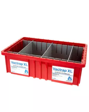 Vactrap XL™ Secondary Container Spill Basin, Safety Tray with Dividers, for use with VactrapXL™ Red 15in x 9in x 5.5in Vacuum Trap System or for General Lab Safety, Waste Storage, and Spill Containment, 1/EA
