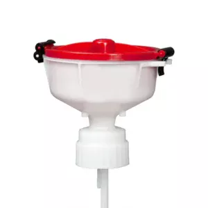 EZwaste® 8" Safety Funnel, HDPE, Red Lid, VersaCap 83B, 1/EA