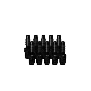 EZwaste® HPLC Solvent Waste System, Replacement Fittings, 1/4 Inch Hose Barb Fittings for 1/4 Inch ID Tubing, Black Fitting, 1/8 Inch MNPT Thread, 10/PK