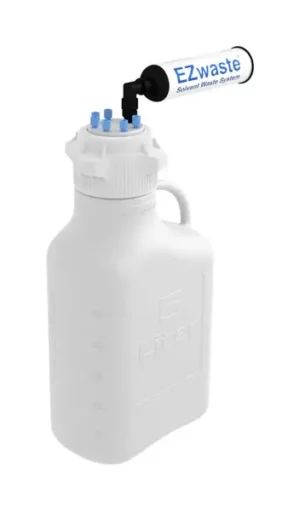EZwaste® HPLC Solvent Waste System, 5 L Heavy Duty Reusable Carboy, 83 mm (83B) VersaCap with Six (6x) Ports for 1/8 Inch O.D. Tubing, 1/EA