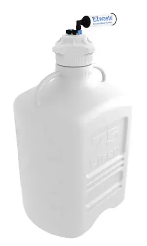 EZwaste® XL HPLC Solvent Waste System, 75 L HDPE Reusable Carboy, 120 mm Four (4x) Ports for 1/8" OD Tubing, 4 Ports for 1/4" OD Tubing and a Chemical Exhaust Filter, 1/EA