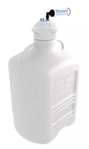 EZwaste® XL HPLC Solvent Waste System, 75 L HDPE Reusable Carboy, 120 mm Four (4x) Ports for 1/16" OD Tubing, One (1x) Port 1/4 inch OD Tubing, Three (3x) Port for HB and a Chemical Exhaust Filter, 1/EA