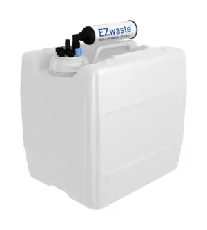 EZwaste® HPLC Solvent Waste System, 13.5 L (3.5 Gal) UN/DOT-Rated Disposable Container, 70 mm VersaCap w/ Four (4x) Ports for 1/8 Inch O.D. Tubing; Three (3x) Ports for 1/4 Inch O.D. Tubing; One (1x) Hose Barb Port for 1/4 or 3/8 Inch I.D. Tubing, 1/EA