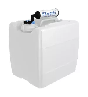EZwaste® HPLC Solvent Waste System, 13.5 L (3.5 Gal) UN/DOT-Rated Disposable Container, 70 mm VersaCap w/ Four (4x) Ports for 1/8 Inch O.D. Tubing; Four (4x) Ports for 1/4 Inch O.D. Tubing; & Filter, 1/EA