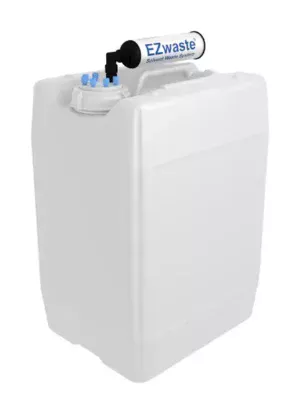 EZwaste® HPLC Solvent Waste System, 20 L (5 Gal) UN/DOT-Rated Disposable Container, 70 mm VersaCap with Six (6x) Ports for 1/8 Inch O.D. Tubing; & Filter, 1/EA