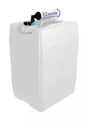 EZwaste® HPLC Solvent Waste System, 20 L (5 Gal) UN/DOT-Rated Disposable Container, 70 mm VersaCap with Four (4x) Ports for 1/8 Inch O.D. Tubing; Four (4x) Ports for 1/4 Inch O.D. Tubing; & Filter, 1/EA