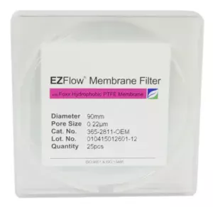 EZFlow® PTFE Hydrophobic Membrane Filters, 0.22 µm, 90 mm Diameter Filter Discs, 25/PK