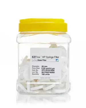 EZFlow® Non-Sterile Glass Fiber (GF) Syringe Filters, 0.22 µm Pore Size Membrane for Prefiltration and Sample Prep, 25 mm, 100/PK