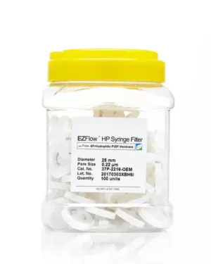 EZFlow® Non-Sterile High Particulate Syringe Filter, 0.22 µm Hydrophilic PVDF w/ Glass Fiber Prefilter, 25 mm, 100/PK