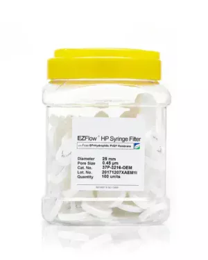 EZFlow® Non-Sterile High Particulate Syringe Filter, 0.45 µm Hydrophilic PVDF w/ Glass Fiber Prefilter, 25 mm, 100/PK