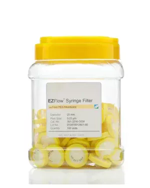 EZFlow® Non-Sterile Polyethersulfone (PES) Syringe Filters, 0.22 µm Pore Size Membrane for Prefiltration and Sample Prep, 25 mm, 100/PK