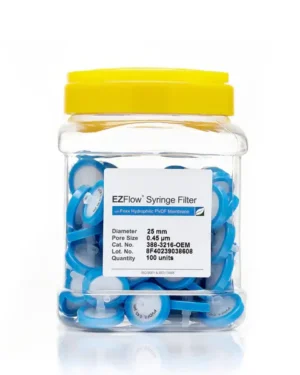 EZFlow® Non-Sterile Hydrophilic PVDF Syringe Filters, 0.45 µm Pore Size Membrane for Prefiltration and Sample Prep, 25 mm, 100/PK