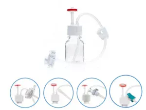 EZBio® Single Use Cap Assembly, Disposable Aseptic Transfer Caps, 38-430 mm VersaCap with Vent and Dip Tube, EZTop Replacement for 125 mL Foxx or Nalgene Bottles, Sterilized, 20/CS