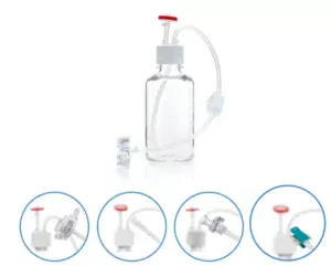 EZBio® Single Use Cap Assembly, Disposable Aseptic Transfer Caps, 38-430 mm VersaCap with Vent and Dip Tube, EZTop Replacement for 500 mL Foxx or Nalgene Bottles, Sterilized, 20/CS