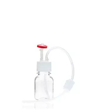 EZBio® Single Use Media Bottle Assembly, 125 mL Sterilized PETG Bottles for Aseptic Sampling and Sterile Storage, 38-430 mm VersaCap with Vent and Dip Tube, 10/CS
