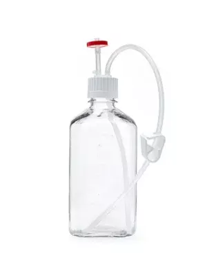 EZBio® Single Use Media Bottle Assembly, 1000 mL (1 L) Sterilized PETG Bottles for Aseptic Sampling and Sterile Storage, 38-430 mm VersaCap with Vent and Dip Tube, 10/CS