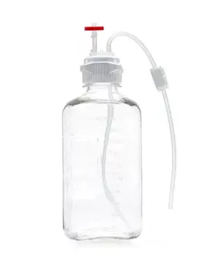 EZBio® Single Use Media Bottle Assembly, 2000 mL (2 L) Sterilized Polycarbonate (PC) Bottles for Aseptic Sampling and Sterile Storage, 53 mm (53B) VersaCap with Vent and Dip Tube, 10/CS