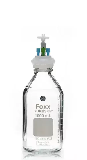 ChromCap™ 300 HPLC Solvent Reservoir System with VersaCap® GL45 and 1 L (1,000 mL) Clr. Glass Reagent Bottle, Class VI PTFE Adapter & Safety Air Inlet Valve, Three (3x) Ports- OD Tubing 3.2mm (1/8") or 1.6 mm (1/16"), 1/EA