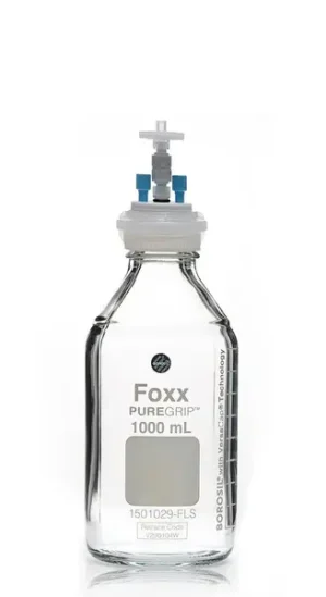 ChromCap™ 300 HPLC Solvent Reservoir System with VersaCap® GL45 and 1 L (1,000 mL) Clr. Glass Reagent Bottle, Class VI PTFE Adapter & Safety Air Inlet Valve, Two (2x) Ports- OD Tubing 3.2mm (1/8") or 1.6 mm (1/16"), 1/EA