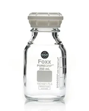 PUREGRIP® Rhino Safety Coated Glass Bottles, Clear, 250mL, with GL45 VersaCap