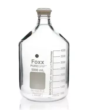 PUREGRIP® Rhino Safety Coated Glass Bottles, Clear, 5L, with GL45 VersaCap