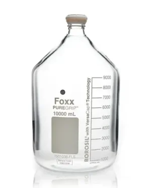 PUREGRIP® Rhino Safety Coated Glass Bottles, Clear, 10L, with GL45 VersaCap