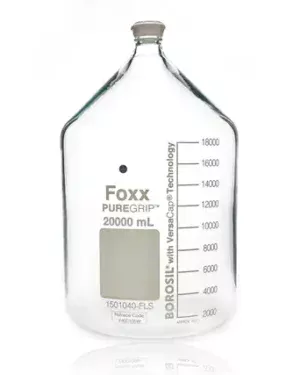PUREGRIP® Rhino Safety Coated Glass Bottles, Clear, 20L, with GL45 VersaCap